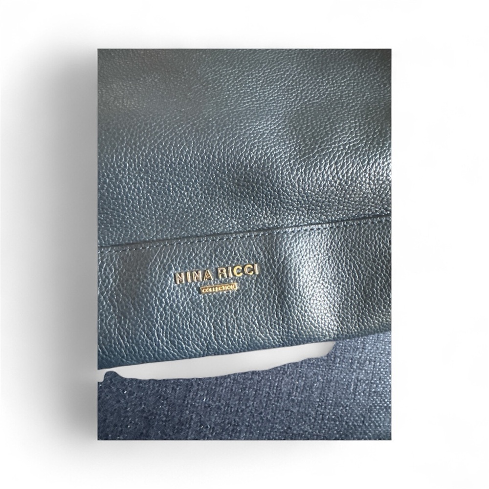 Nina Ricci Navy Leather Bag with Gold Detail